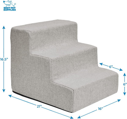 Best Pet Supplies Dog Stairs & Steps - Foam Steps for Small Dogs & Cats, Non-Slip Indoor Balanced Pet Step Support, Dog Ramp, No Assembly, Pale Teal, 3-Step (13.5-inch Height)