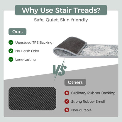 sarben Non Slip Stair Treads for Wooden Steps 15PCS - 8"x30" Indoor Safety Carpet, Edging Mats with TPE Adhesive Backing, Pet and Elderly Friendly Stair Rugs (Taupe) - Colors B