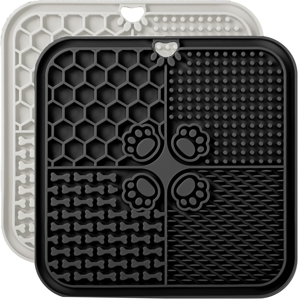 Dog Lick Mat, 3Pack Dog Slow Feeder, Non-Slip Design Lick Mat for Dogs and Cats, Boredom and Anxiety Reducer,Suitable for Treats, Yogurt, Peanut Butter (Grey+Black+SkyBlue)