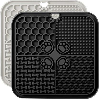 Dog Lick Mat, 3Pack Dog Slow Feeder, Non-Slip Design Lick Mat for Dogs and Cats, Boredom and Anxiety Reducer,Suitable for Treats, Yogurt, Peanut Butter (Grey+Black+SkyBlue)