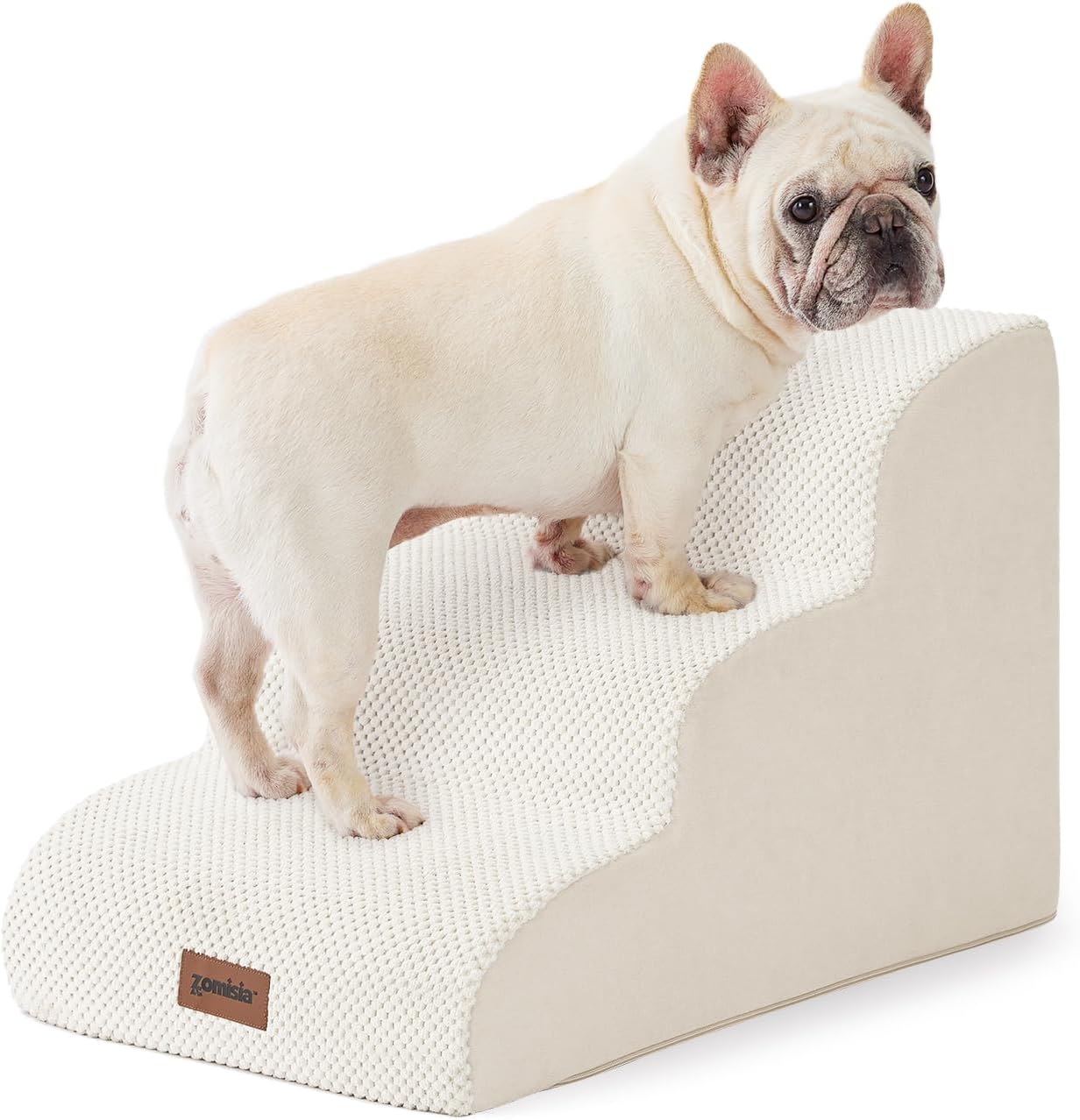 ZOMISIA Dog Stairs Ramp for High Beds Up to 25" - 5 Step Pet Stairs for Small to Large Dogs, 35D Foam Dog Steps for Couch with Non-Slip Bottom Grey