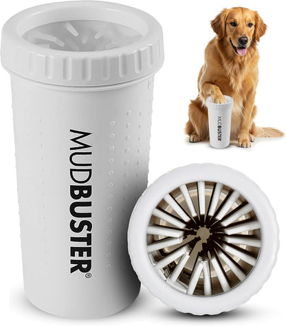 Dexas MudBuster Medium Dog Paw Cleaner in Fuchsia - Fits 1.5"-2.5" Wide Paws, Portable Paw Washer for Muddy Paws, Dog Paw Cleaning Cup with Gentle Silicone Bristles, Quick Clean Pet Paw Washer