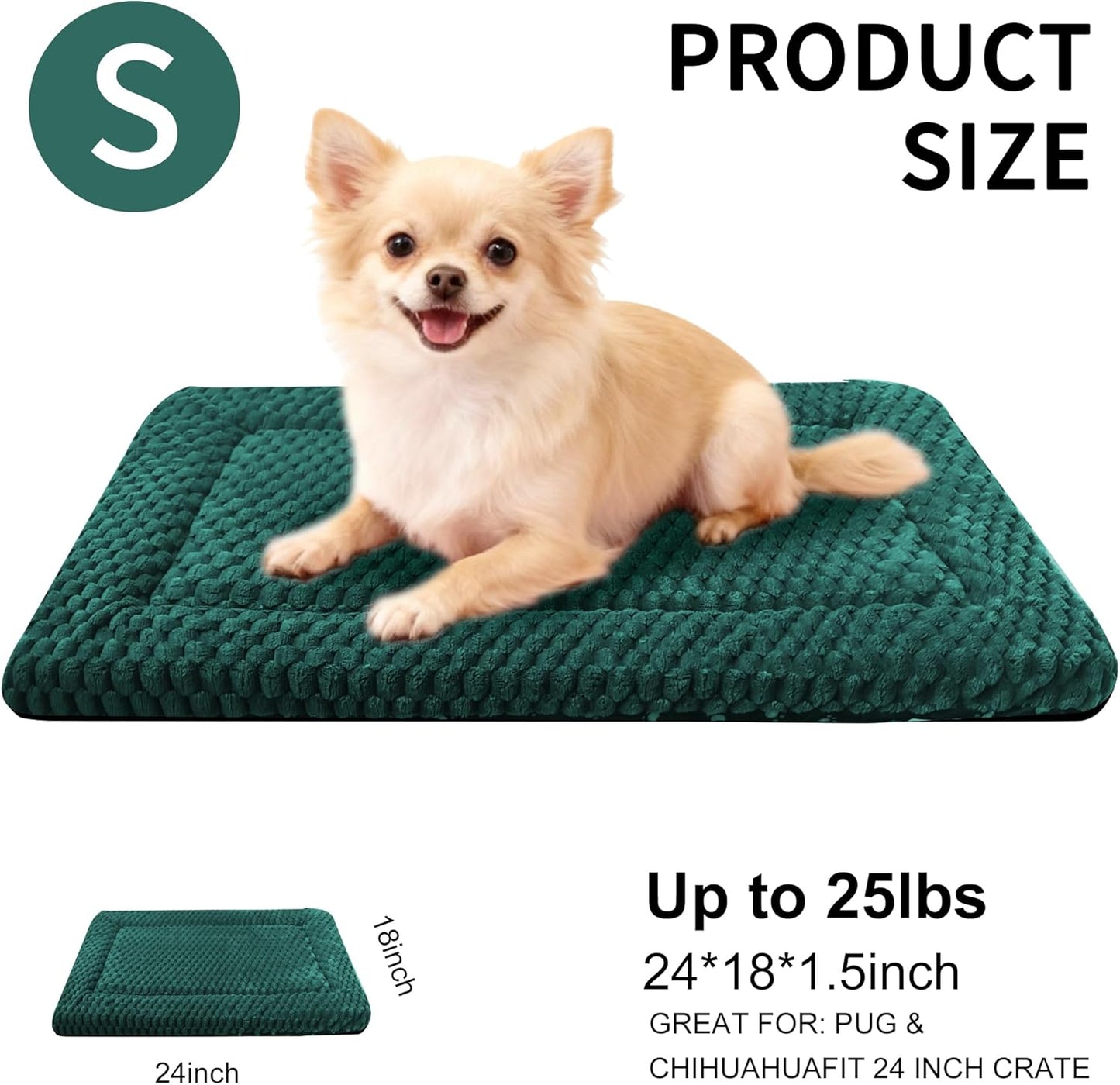 Dog Bed Mat, Reversible Crate Pad & Cute Dog Bed - Machine Washable Kennel Mat with Ultra Soft for Small Dogs (Cool/Warm), 24" x 18", Grey&Star