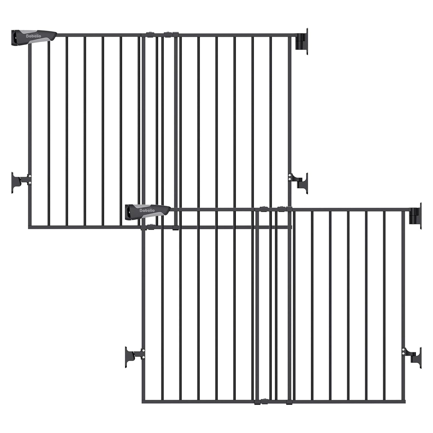 Babelio Baby Gate for Stairs, Kitchen & Doorways, 26-43" W 28" H No Bottom Bar| Easy Installation| One-Handed Operation| Auto-Close| Hardware Mount (Drill Needed) Safety Dog/Pet Gate Indoor (White)