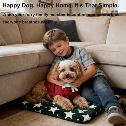 Dog Bed Mat, Reversible Crate Pad & Cute Dog Bed - Machine Washable Kennel Mat with Ultra Soft for Small Dogs (Cool/Warm), 24" x 18", Grey&Star