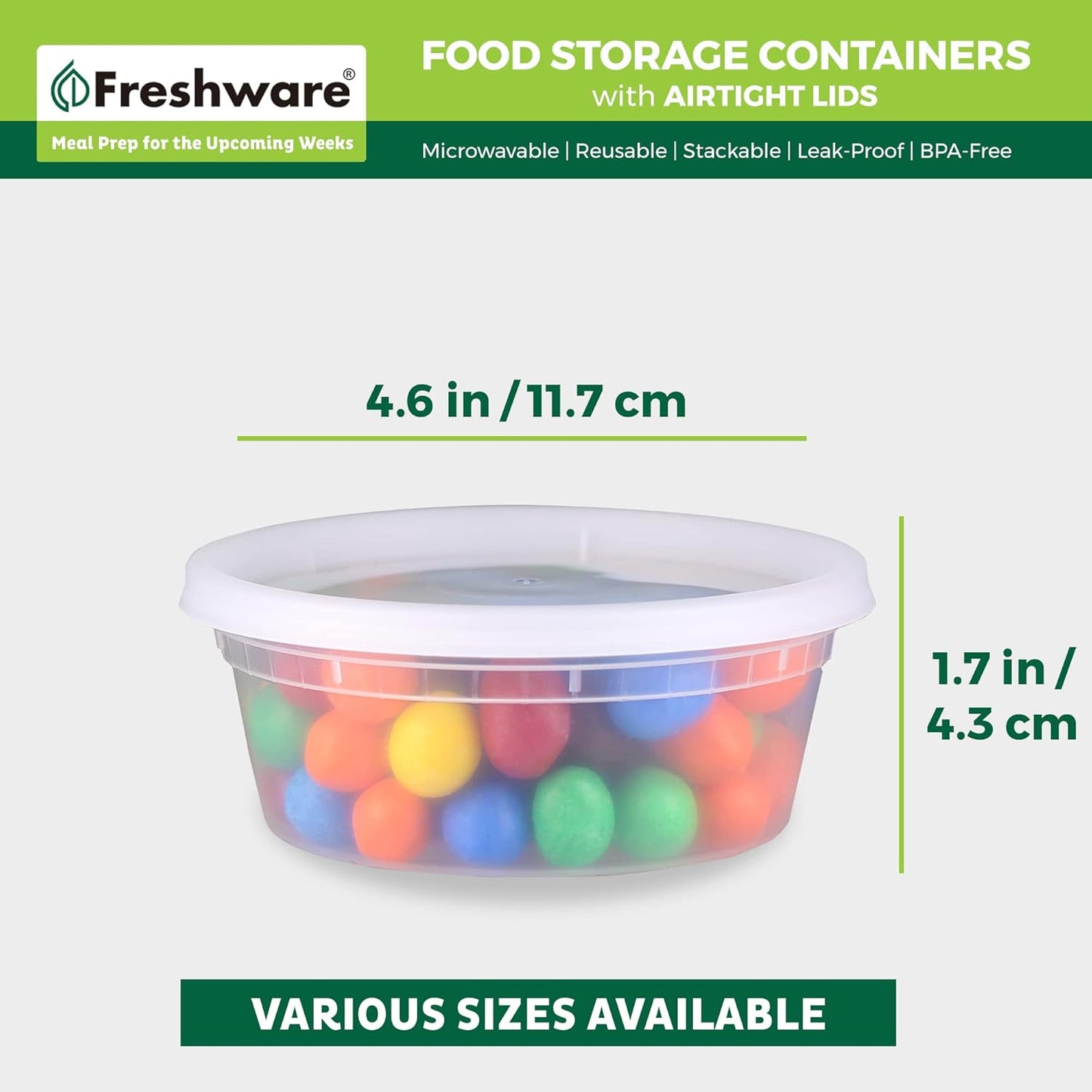 Freshware Food Storage Containers [50 Set] 25 oz Plastic Deli Containers with Lids, Slime, Soup, Meal Prep Containers, BPA Free, Stackable, Leakproof, Microwave, Dishwasher and Freezer Safe