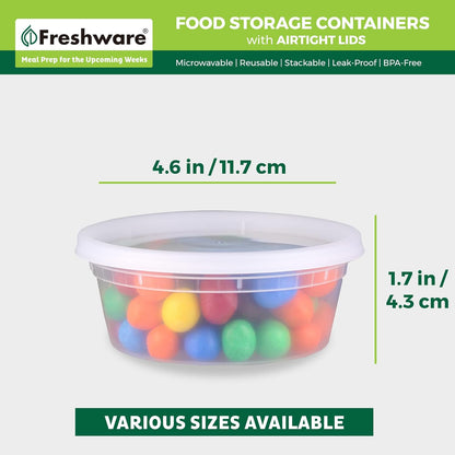 Freshware Food Storage Containers [50 Set] 25 oz Plastic Deli Containers with Lids, Slime, Soup, Meal Prep Containers, BPA Free, Stackable, Leakproof, Microwave, Dishwasher and Freezer Safe