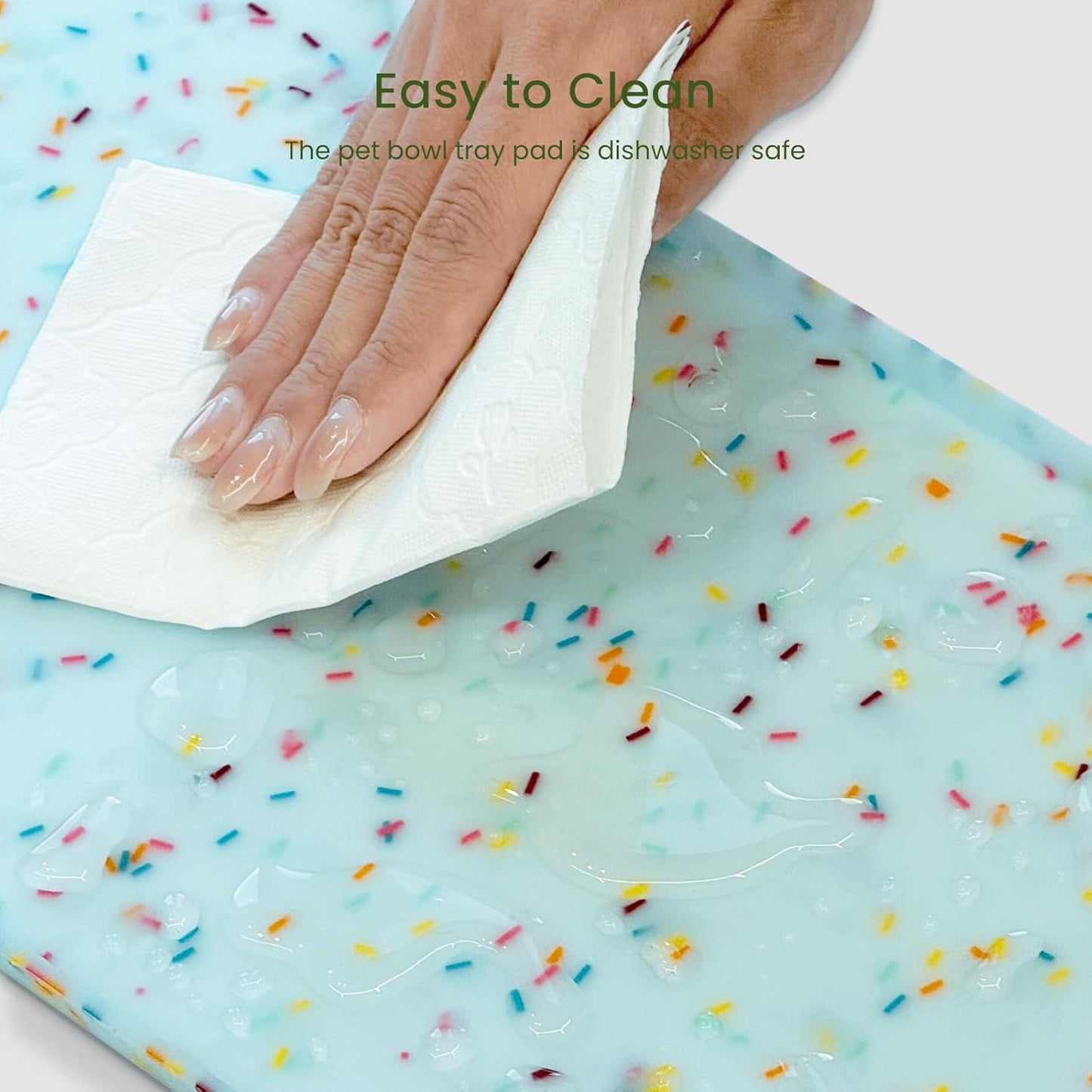 PWTAA Dog Food Mat Anti-Slip Silicone Dog Bowl Mat Thicker Pet Placemat Waterproof Cat Feeder Pad with Raised Edge Puppy Kitten Feeding Mats Suitable Small Medium-Sized Dogs Cats Eating Tray