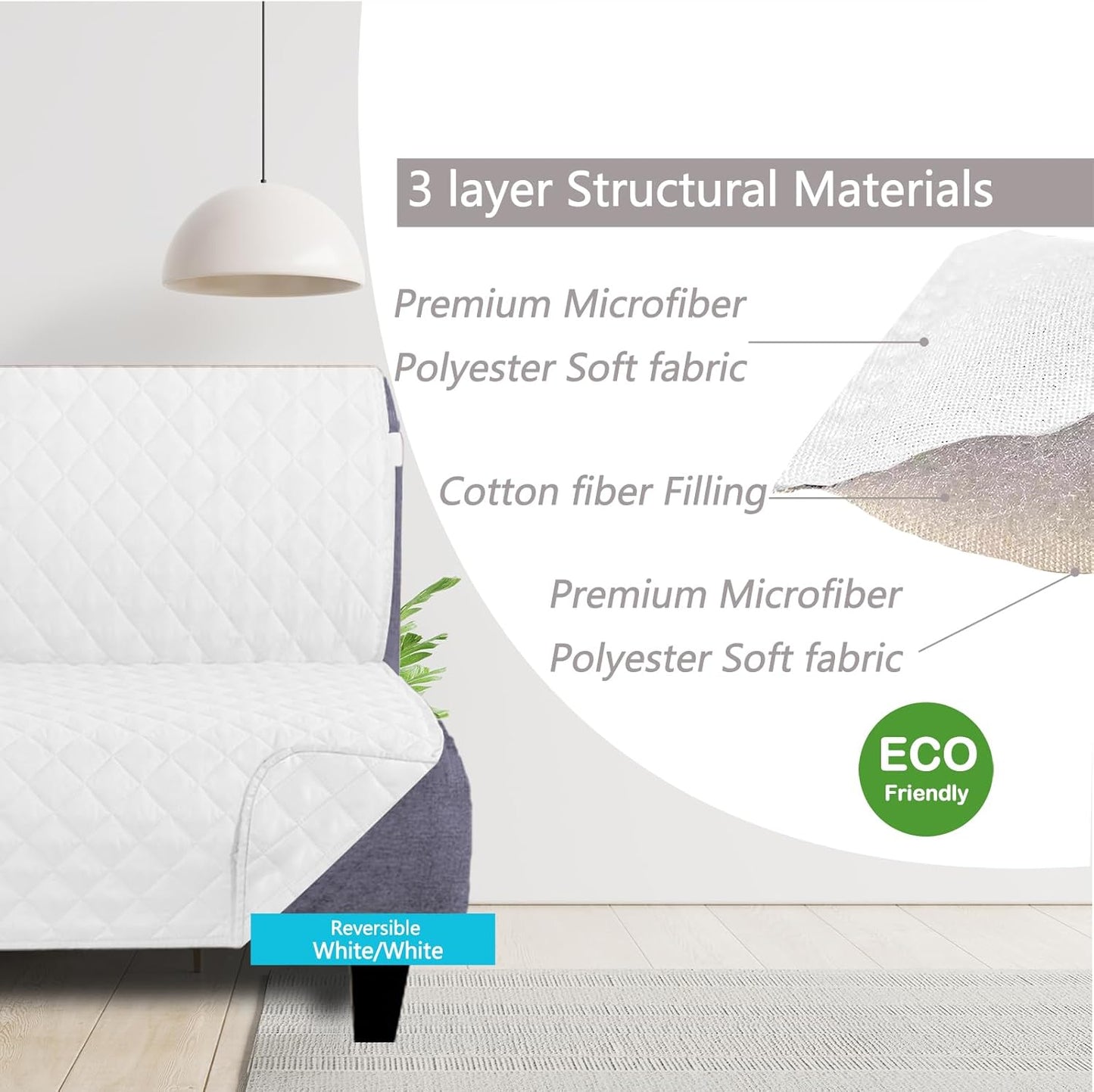 U-NICE HOME Reversible Sofa Cover Washable Couch Cover for Dogs Friendly with Elastic Straps Water Repellent Furniture Protector for 3 Cushion Couch (Sofa, Coffee/Beige) - Colors B