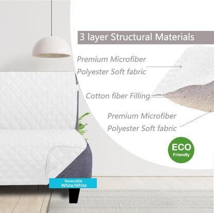 U-NICE HOME Reversible Sofa Cover Washable Couch Cover for Dogs Friendly with Elastic Straps Water Repellent Furniture Protector for 3 Cushion Couch (Sofa, Coffee/Beige) - Colors B