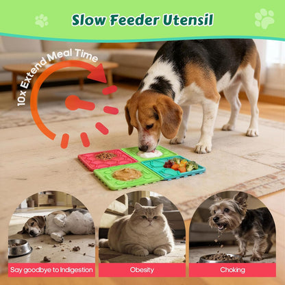 Dog Lick Mat for Training and Boredom Relief, Non-Slip Slow Feeder Puzzle with Suction Cups for All Breed Dogs and Cats, Dishwasher Safe Pet Dish for Dry and Wet Food