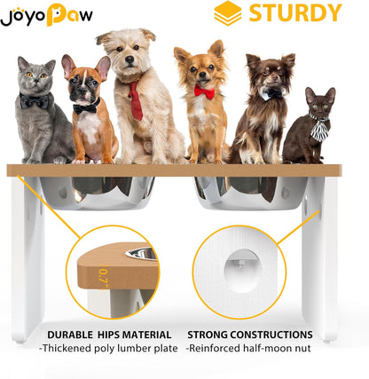 Elevated Dog Bowls, Bamboo Raised Dog Bowl for Medium Dogs, with 2 Stainless Steel Bowls (7'' Tall-40 oz Bowl)