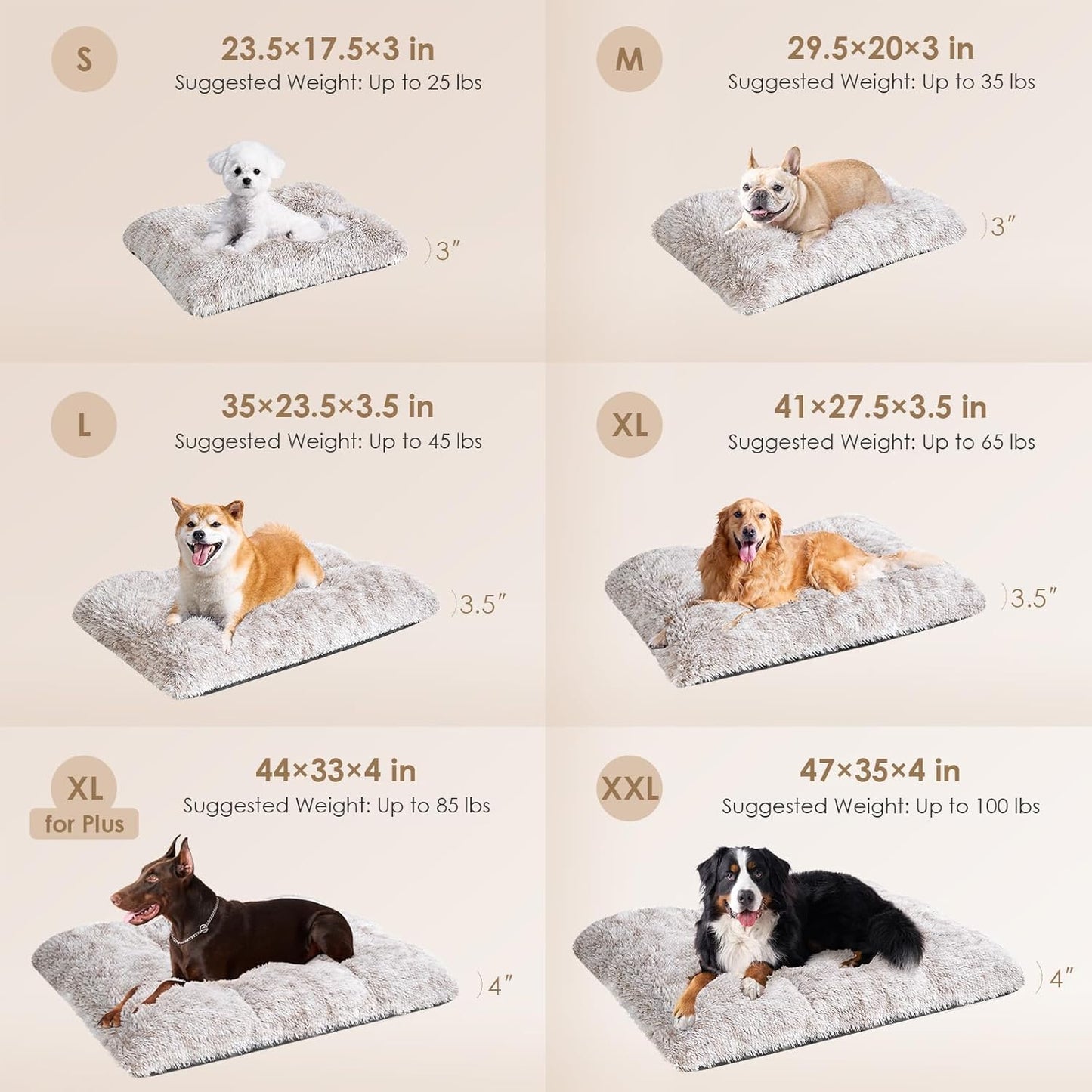 EHEYCIGA Fluffy Dog Crate Bed for Medium Dogs, Plush Faux Fur Crate Pad, Calming Anti Anxiety Medium Dog Bed, Washable Soft Warm Crate Mat with Non-Slip Bottom