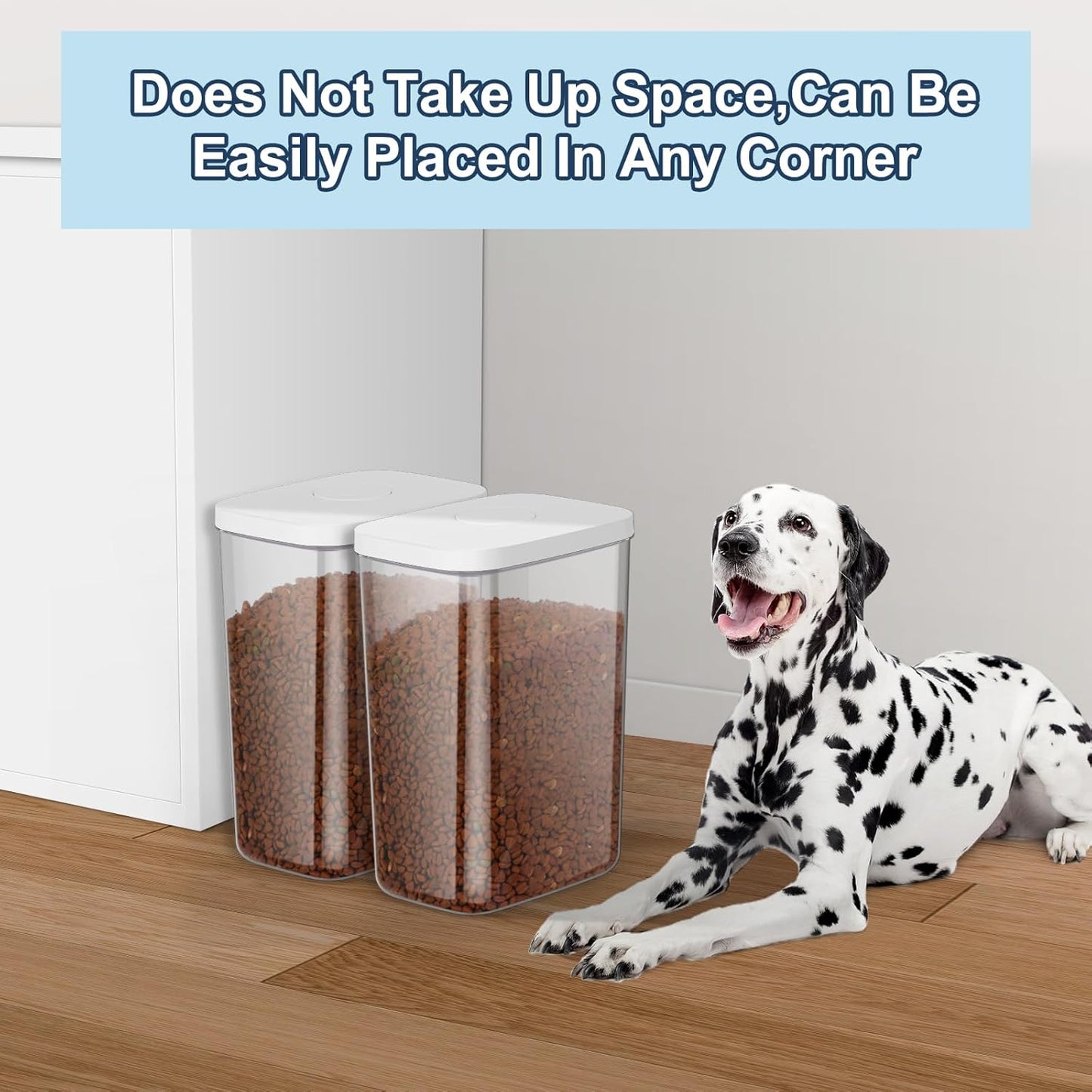 6 lbs Airtight Dog Cat Food Storage Container and Dog Treat Containers BPA-Free, PET Clear Stackable Pet Storage Bin, 1-Cup Scoop, 1-Sponge cleaning brush, Pop Top, With handle, Easy Mobility-Medium