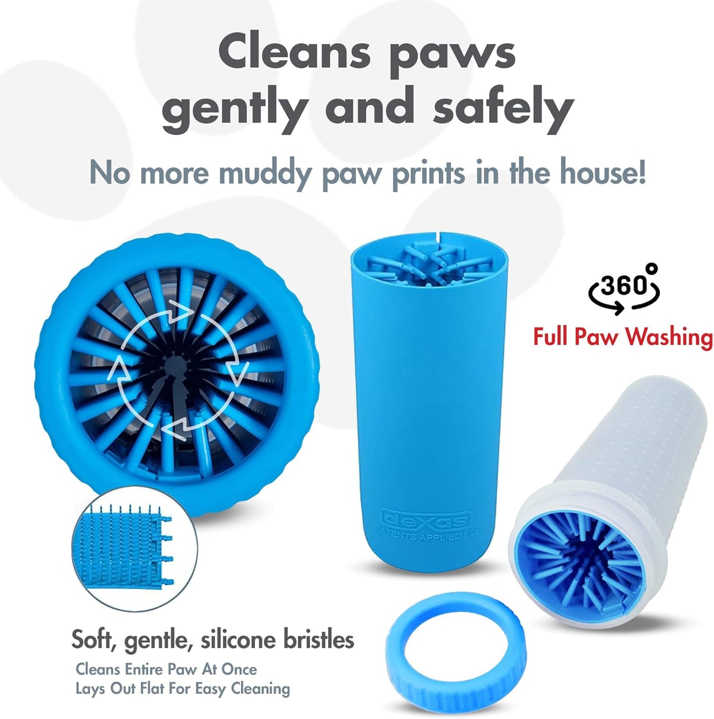Dexas MudBuster Medium Dog Paw Cleaner in Fuchsia - Fits 1.5"-2.5" Wide Paws, Portable Paw Washer for Muddy Paws, Dog Paw Cleaning Cup with Gentle Silicone Bristles, Quick Clean Pet Paw Washer