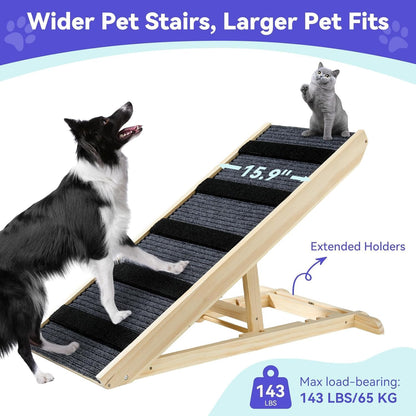 2026 Upgraded Dog Ramp for Couch, Foldable Small Dog Ramp for Sofa, 4 Adjustable Height from 13'' to 21", Portable Stable Pet Steps with Non-Slip Pad, Pet Ramps Use for Sofa Couch Stairs