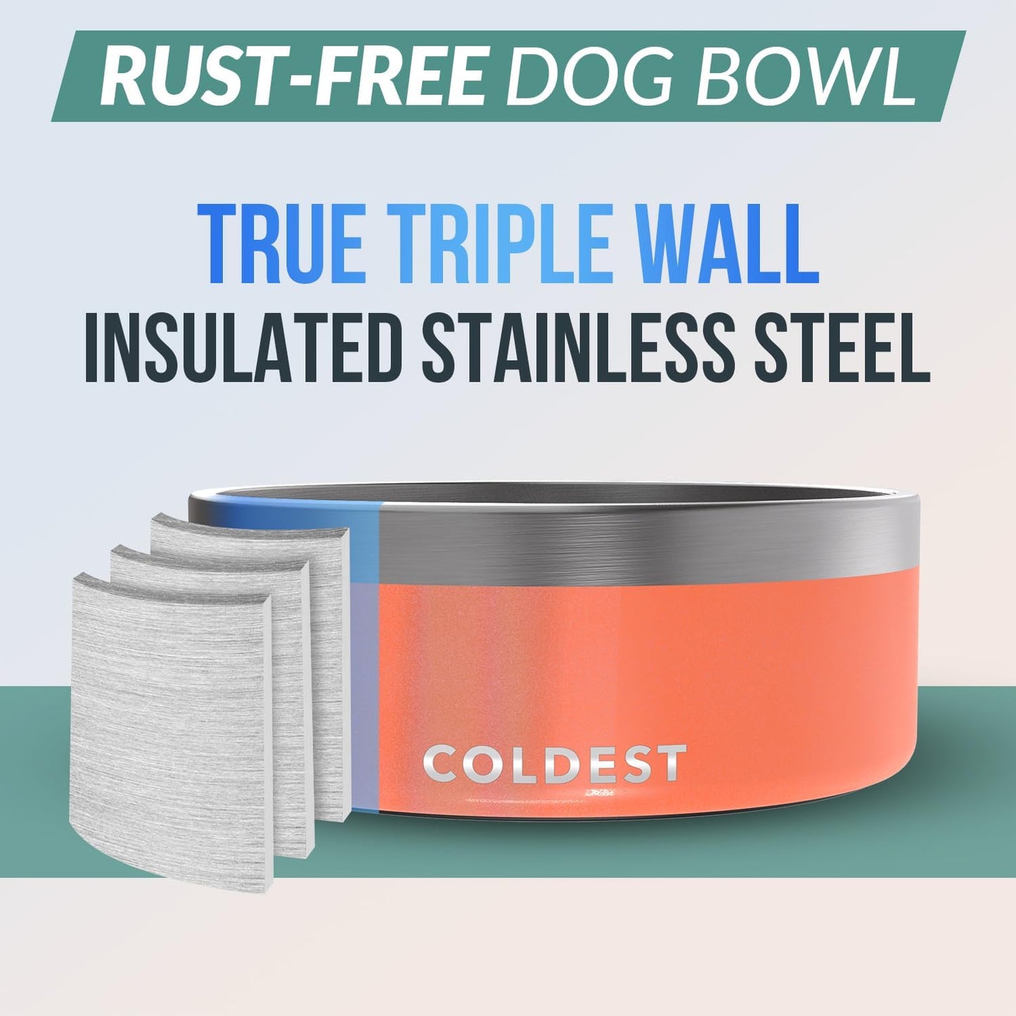 Coldest Dog Bowl - Anti Rust Metal, Non Slip, 3 Layers Insulated Stainless Steel Dog Bowls - Spill Proof & Heavy Duty - Water Bowl for Dogs, Cats & Pets, Dish Washer Safe (21 oz, Stealth Black)