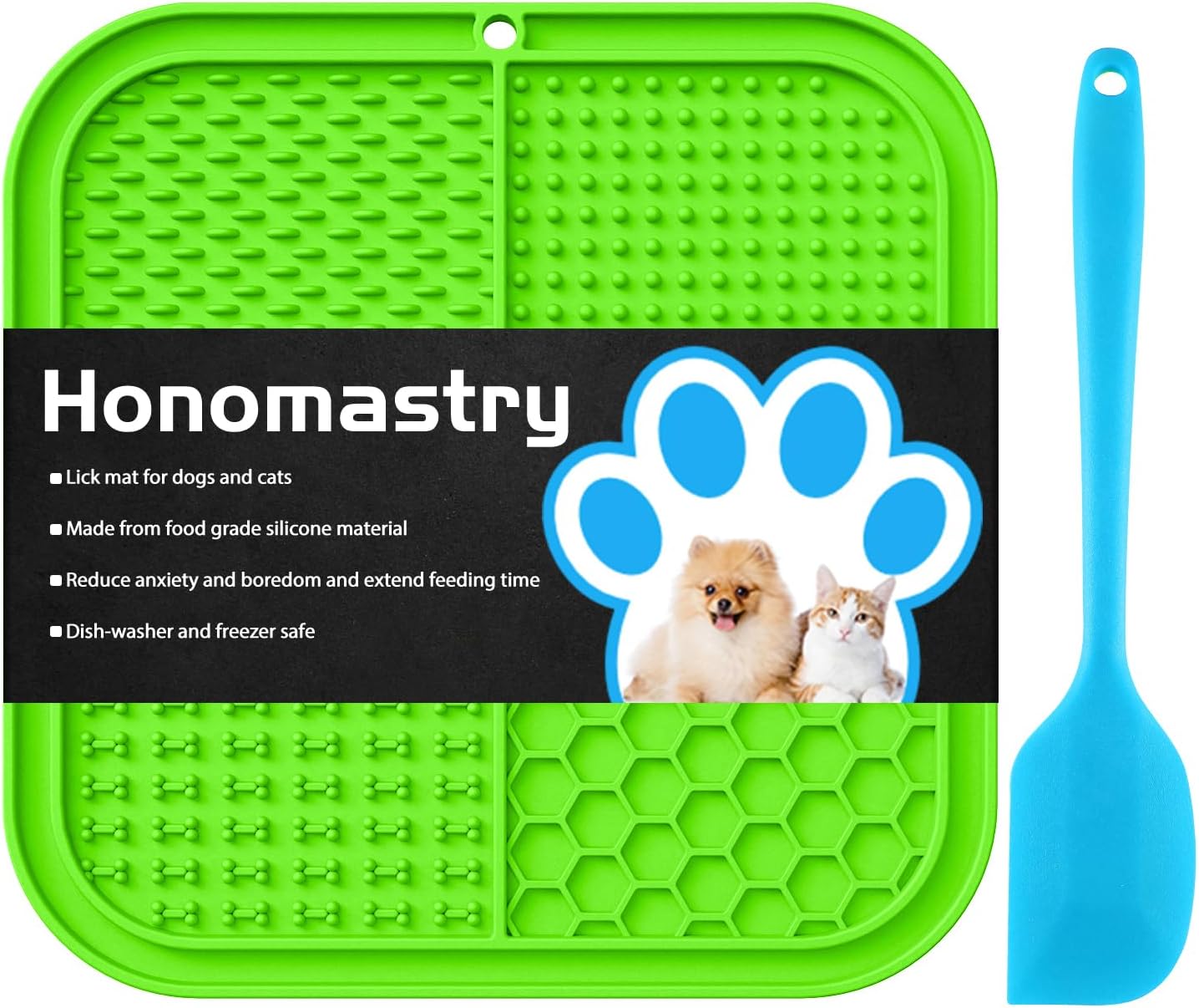 Honomastry Lick Mat for Dogs, Premium Lick Pad with Suction Cups for Dog Anxiety Relief, Slow Feeder Dog Bowls, Bathing, Grooming and Training.