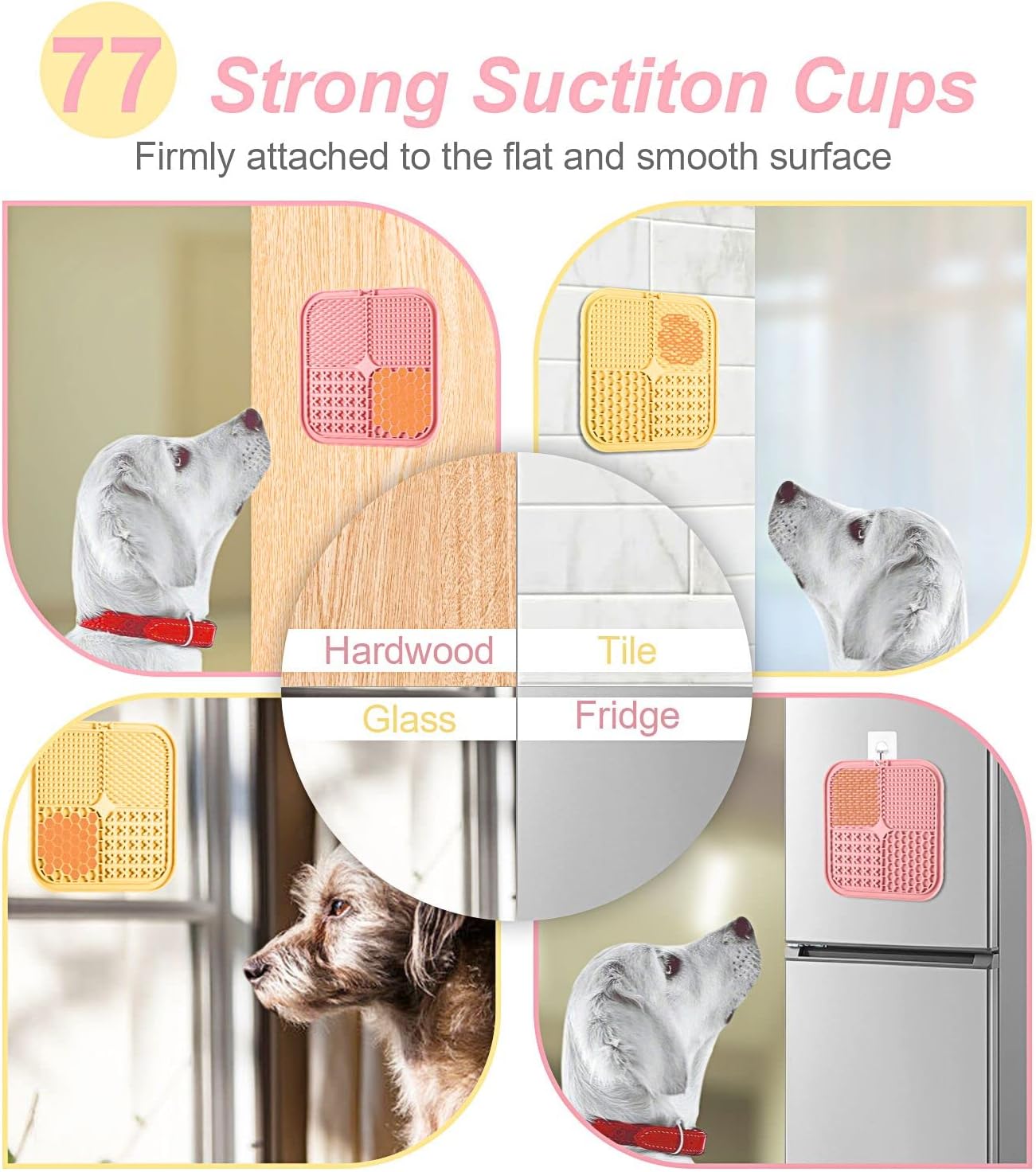 LUKITO Lick Mat for Dogs & Cats 2 Pack with Suction Cups, Dog Lick Mat for Anxiety Relief, Dog Toys to Keep Them Busy, Peanut Butter Licking Pad for Boredom Reducer, Perfect for Bathing Grooming