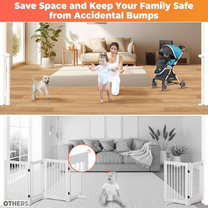 19.7ft Retractable Baby Gates Dog Gate - 236" Extra Wide Expandable Child Safety Gate,37" Tall Toddler Pet Mesh Gate with Reinforced Strips for Doorways,Stairs,Hallways,Outdoor & Indoor Large Openings