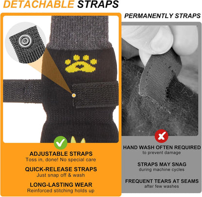 BEAUTYZOO Anti Slip Dog Socks to Prevent Licking Paws, Dog Shoes for Cold Winter Snow, Double Sides Dog Boots & Paw Protectors Booties for Hardwood Floors with Grippers Large Medium Small Senior Dogs