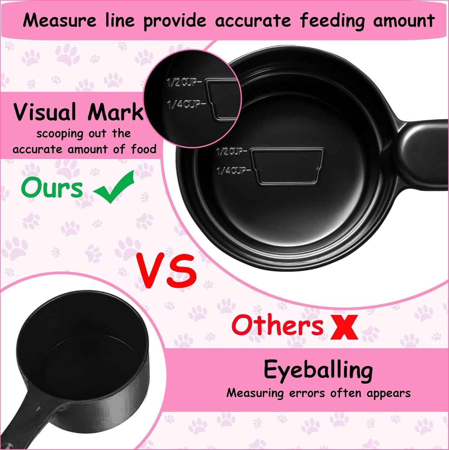 Joyinjojo Dog Food Scoop 1 Cup 1/2 Cup - Melamine Dog Food Measuring Cup, Pet Food Scoop for Dog Cat...Comfortable Long Handle for Easy to Scoop Food