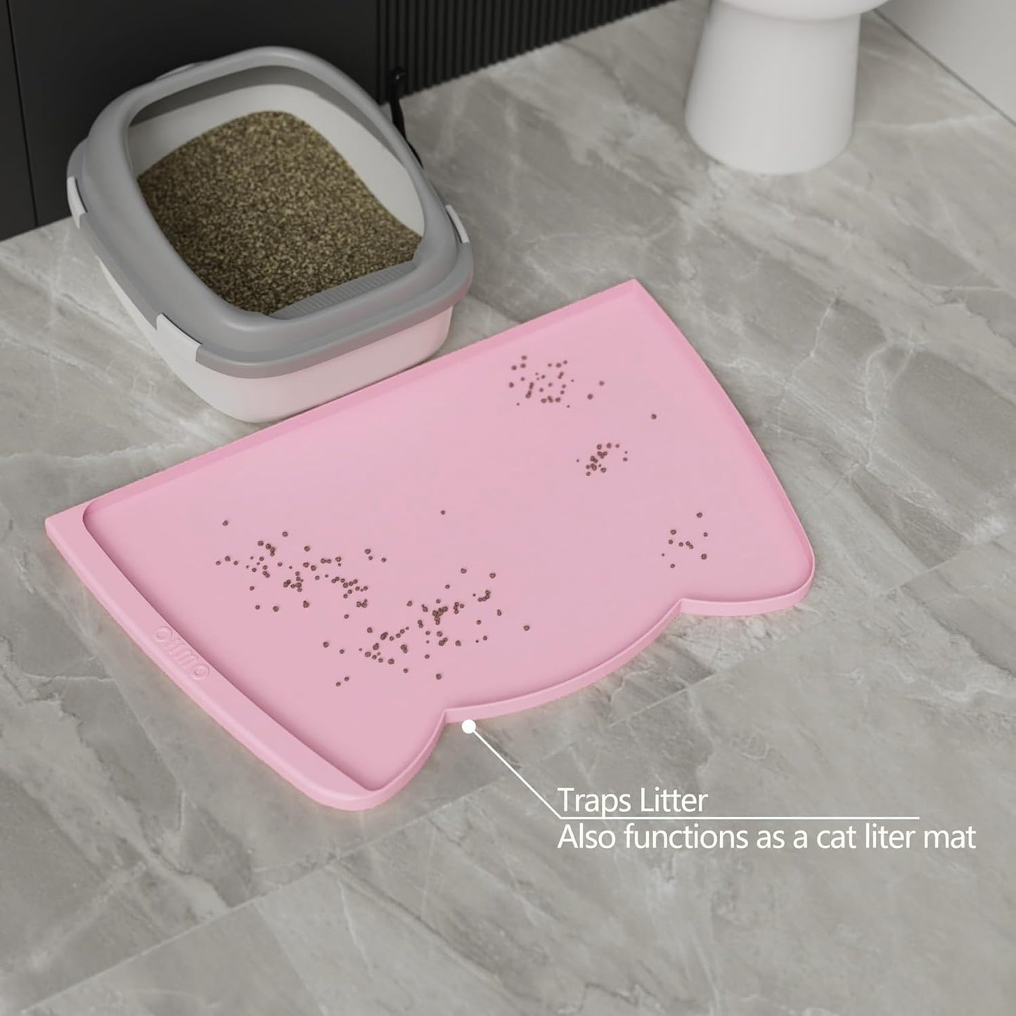 OHMO - Cat Food Mat, Silicone Pet Feeding Mat for Floor Non-Skid Waterproof Dog Water Bowl Tray, Easy to Clean Pet Placemat (Erythrinus, 18 * 9.8'')