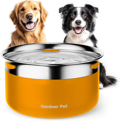 Gardner Pet Slow Water Bowl for Dogs – No Spill, Anti-Splash Floating Plate Design, Slows Drinking to Reduce Mess, Keeps Water Clean & Floors Dry, 3.8L(White)