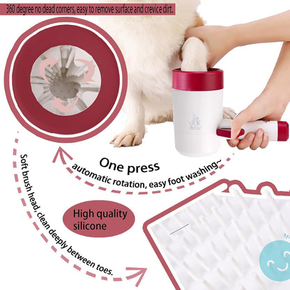 Dog paw washer Manually press，Portable Pet Paw Cleaner cup,paw cleaner for dogs,dog foot washer，Mudbuster Dog Paw Washer for Large Medium Small Breed Dogs (RED)