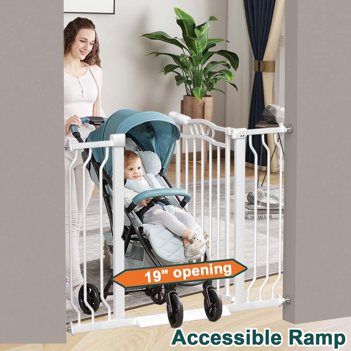 Fairy Baby 62.5"-71.6" Extra Wide Baby Gate Pressure Mount, Long Large Dog Gate Indoor Doorways Stairs, No Drill Safety Child Gate for Kids with Double Lock, Walk Thru Pet Gate for Puppy Doggy, Black