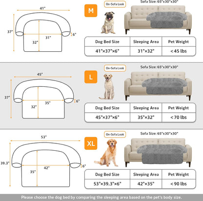 Calming Dog Bed Fluffy Plush Dog Mat for Furniture Protector with Removable Washable Cover for Large Medium Small Dogs and Cats (Large, Light Grey)