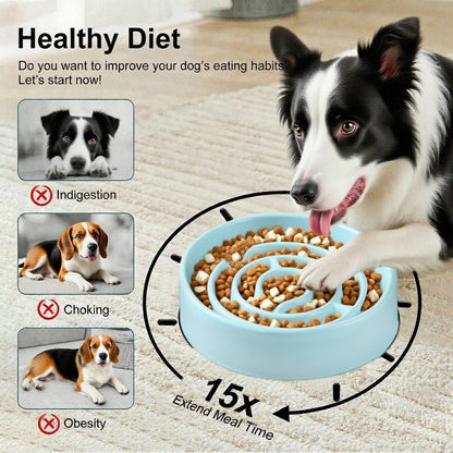 Ceramic Slow Feeder Dog Bowls with Anti-Slip, Slow Feeder & Non-Slip Design, Boredom and Anxiety Reducer, Suitable for All Breed Dogs and Cat (Ceramic-White)