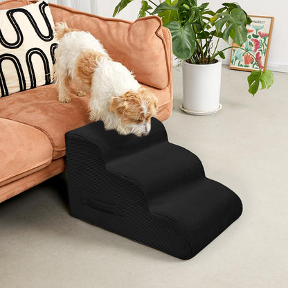 Mesa Lemon Dog Stairs & Steps for High Beds, 3 Steps High Density Foam Waterproof Dog Ramp for Small Dogs and Cats, Pet Stairs with Removable Washable Cover for Bed, Couch, Sofa and Car (H:16")