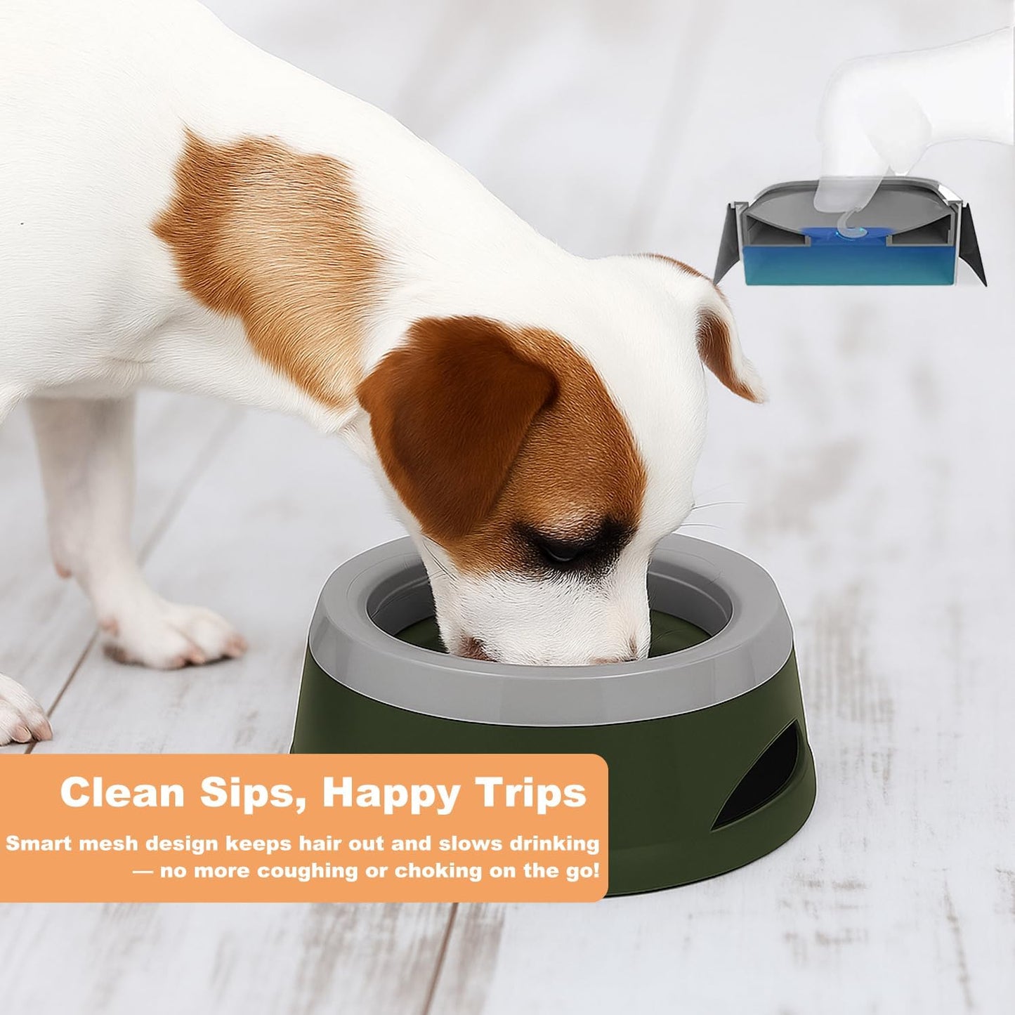 Pets No-Spill Slobber Stopper Water Bowl,Splash Proof Drinking Bowl for Home and Travel,No Messy No Drip No Sloppy Water Bowl for Sm-Med Dogs/Cats/Pets 25OZ