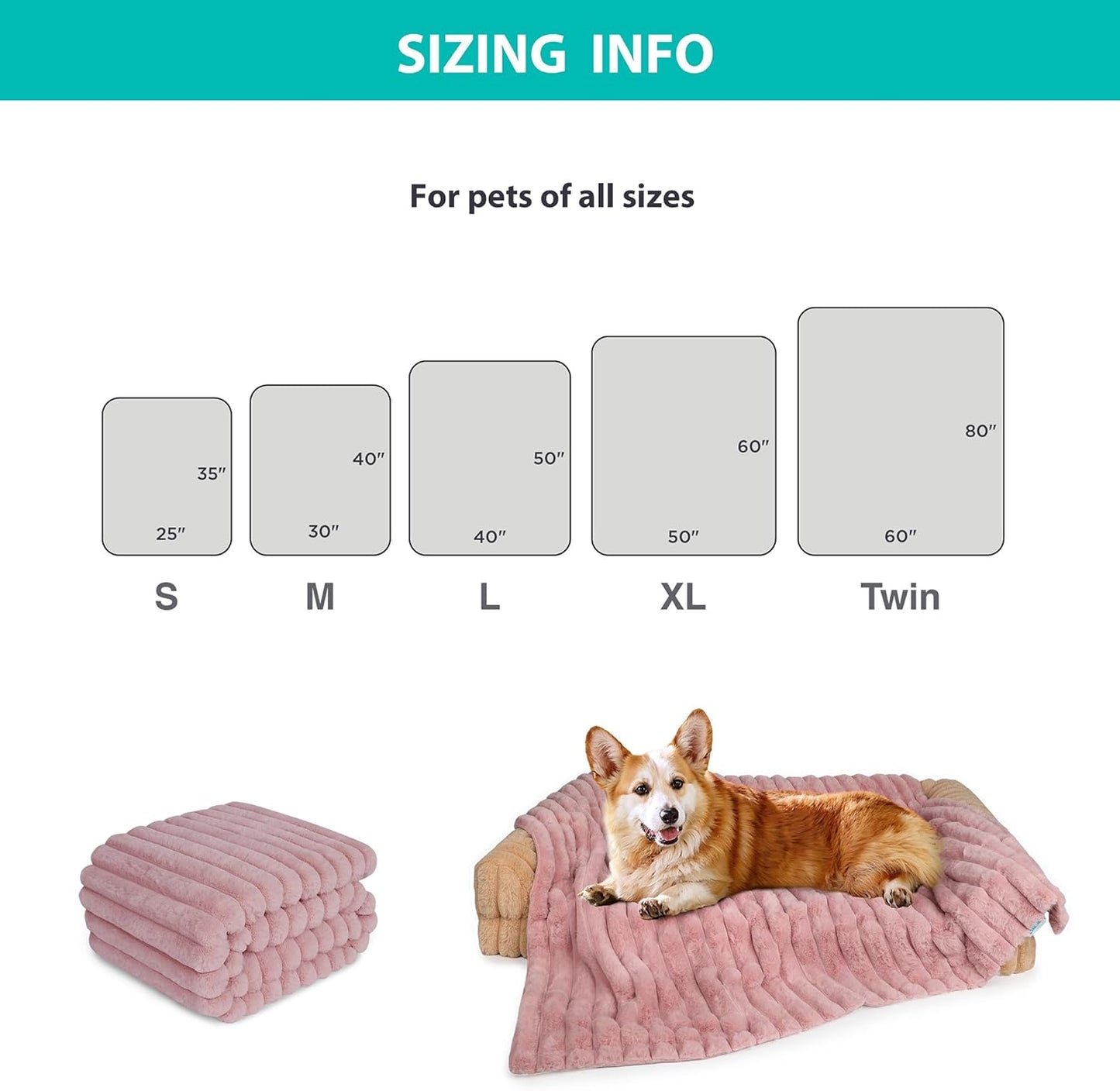 Waterproof Dog Blanket for Large Dogs - Washable Cat Blankets for Couch Bed Protection, Super Soft Calming Reversible Pet Blanket for Pet Kitten Puppy (Green, 50"x60")