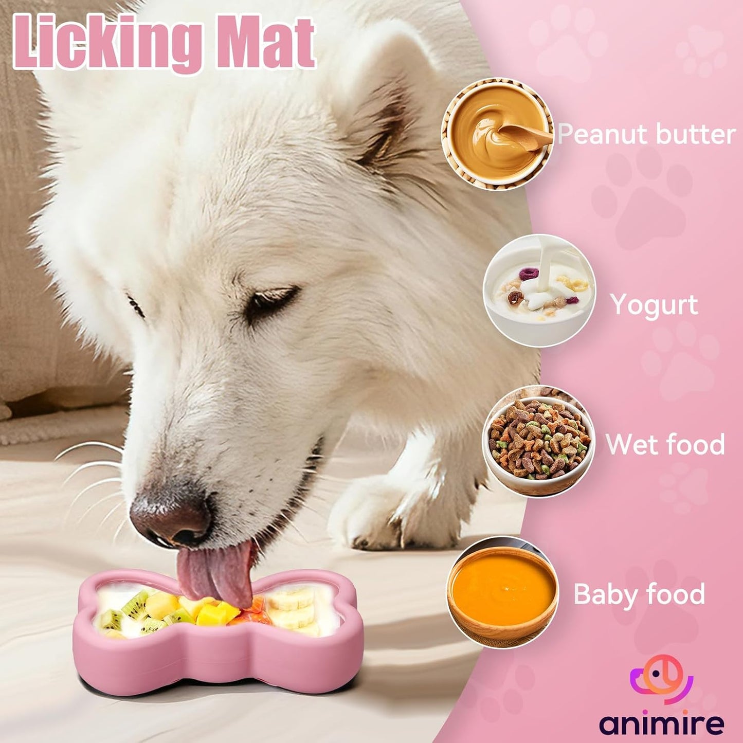 Freeze Dog Lick Bowl, Animire Non-Slip Slow Feeder Lick Mat for Dogs, Silicone Dog Enrichment Bowl for Distraction Anxiety Relief Boredom, BPA Free, Dishwasher Safe(Rose,S)