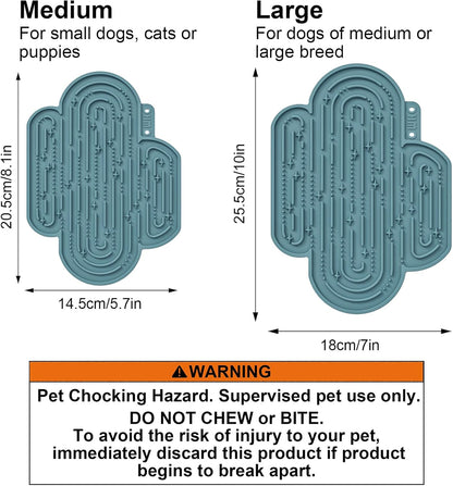 OHMO-Cactus Lick Mat for Dogs and Cats(2 Pack) Easy to Clean Pet Slow Feeder with Suction Cups, Licking Pad for Anxiety Relief and Boredom Reduction(Cactus&Light Green)