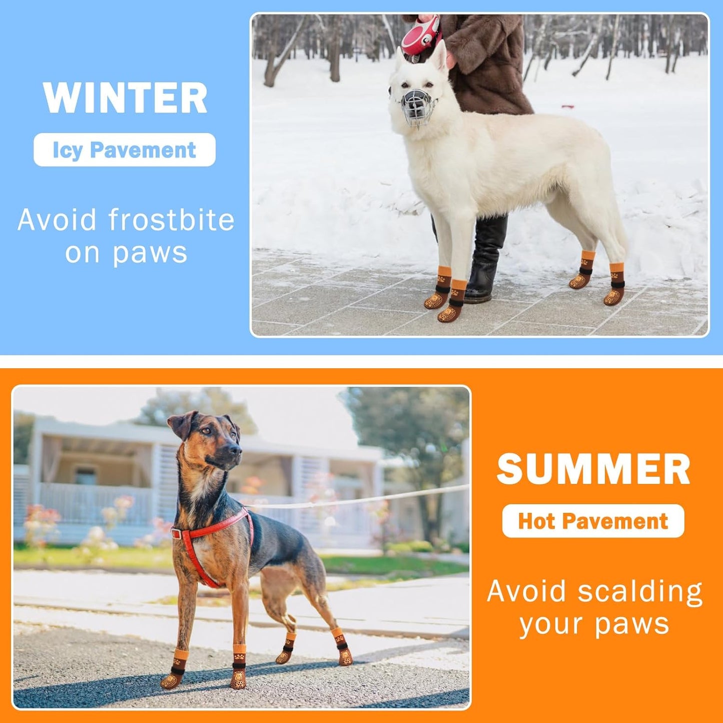 SCENEREAL 6Pcs Anti Slip Dog Socks to Prevent Licking Paws for Hot/Cold Pavement, Dog Grippy Socks for Hardwood Floors, Dog Shoes for Boots & Paw Protectors for Puppy Small Medium Large Senior Dogs