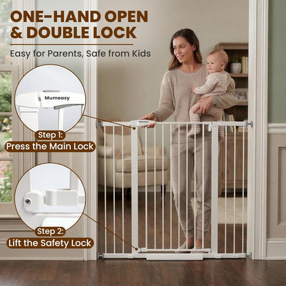 Mumeasy 36" High Extra Tall Dog Gate, 29.6"-40.5" Wide Pressure Mounted Tall Baby Gate for Dog, Auto Close Pet Gate with Door for Stairs,Doorways,House,Black