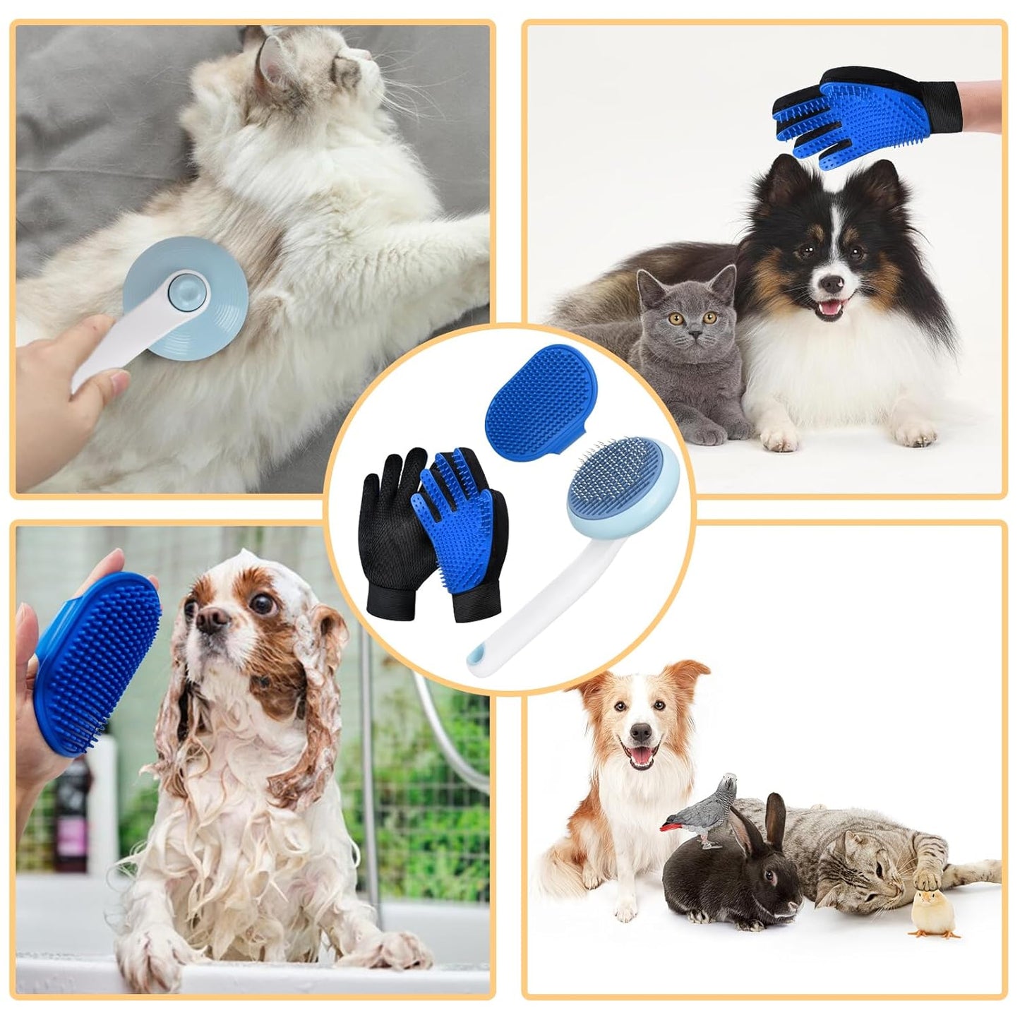 Cat Grooming Glove Brush,Pet Hair Remover Tool,Reusable Dog Hair Fur Remover for Carpet,Furniture,Couch,Clothes,Eco-Friendly and High efficiency