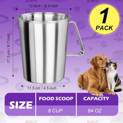 2 Cup Dog Food Scoop 304 Stainless Steel Dog Food Measuring Cups Pet Food Measuring Cups Scoop for Dog,Cat or Bird Food, Injection Molded and Dishwasher Safe