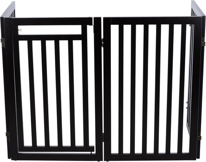 Trixie Freestanding 4-Panel Pet Gate, 31.5-in Tall Foldable Indoor Dog Barrier Fence, 81.2-in Max Width with Walk-Thru-Door, White