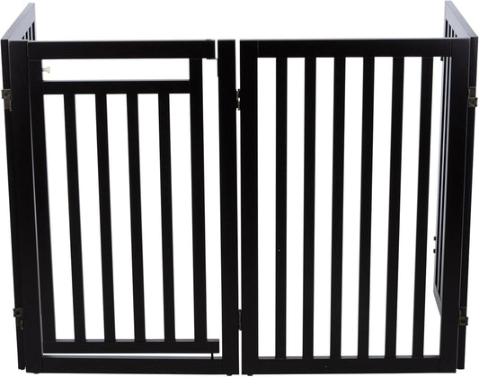 Trixie Freestanding 4-Panel Pet Gate, 31.5-in Tall Foldable Indoor Dog Barrier Fence, 81.2-in Max Width with Walk-Thru-Door, White