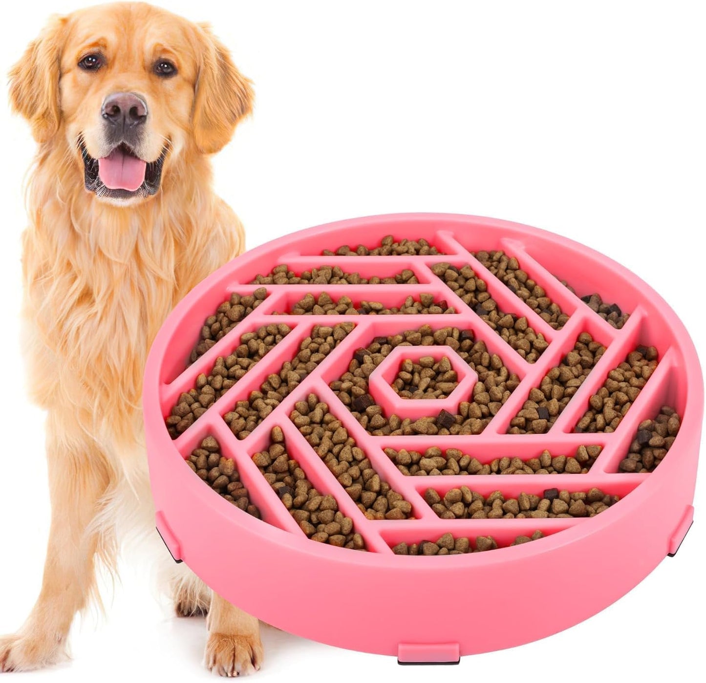TOBYTO Slow Feeder Dog Bowls Large Medium Breed,Anti-Choking Slow Eating Dog Food Bowl,Non Slip Pet Slower Food Feeding Bowls Large Puzzle Slow Feeder Bloat Stop Maze Dog Dishes,Black
