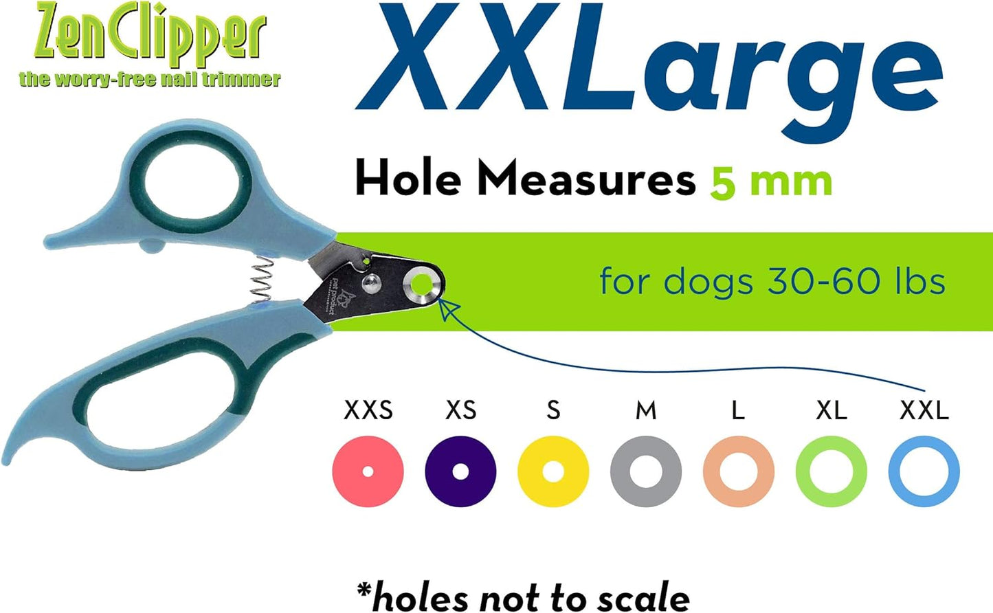 Zen Clipper Pet Nail Clipper for Dogs – Dog Nail Clipper for Safer Grooming and Nail Care - Clean, Quiet, and Easy-to-Use Stainless Steel Dog Nail Trimmer - (3mm Hole)