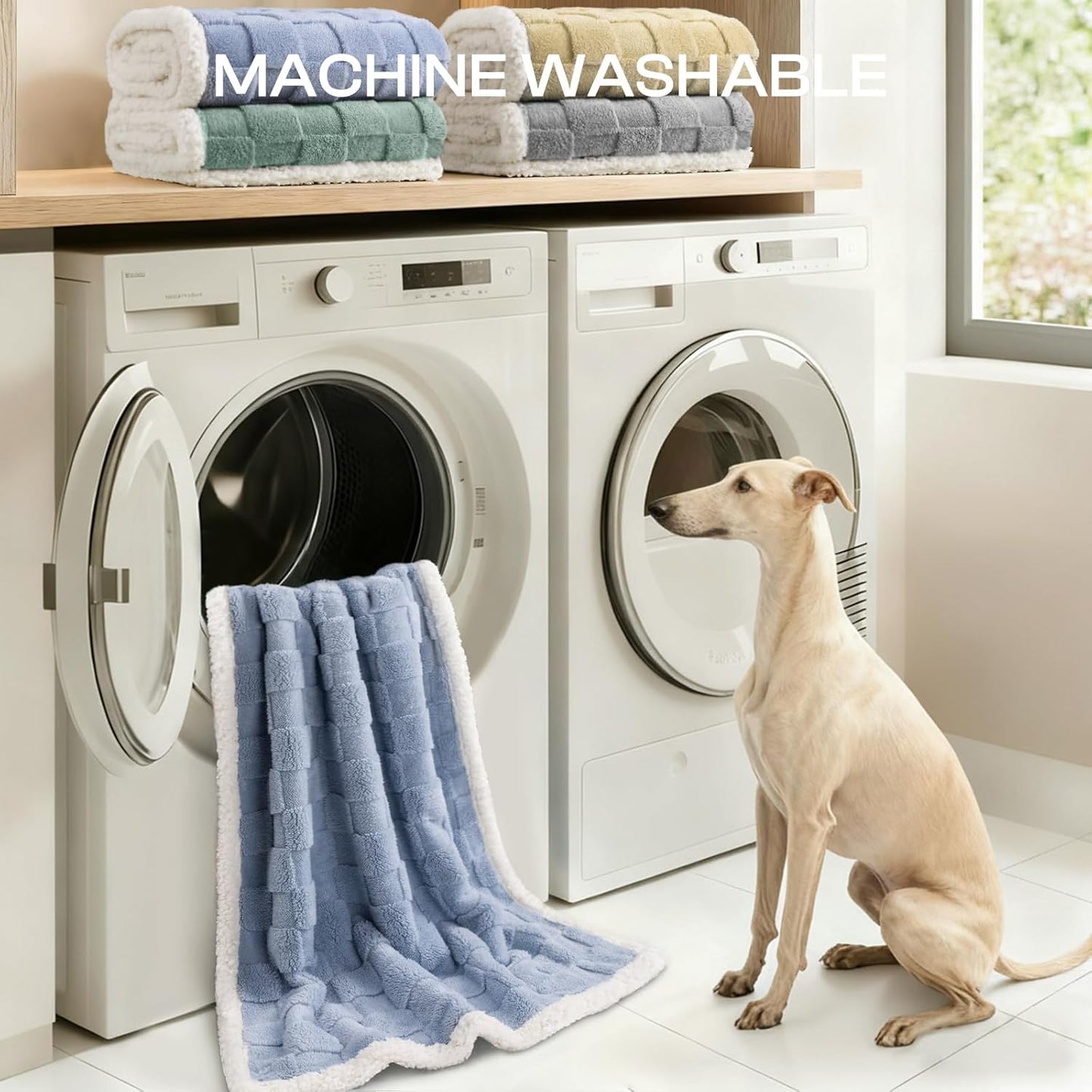 Luciphia Waterproof Dog Blanket, Leakproof Small Pet Blanket for Couch Sofa Bed Furniture Cover Protector, Washable Soft Sherpa Fleece with 3D Jacquard, Cozy Calming Reversible, Gray White, 40"x28"
