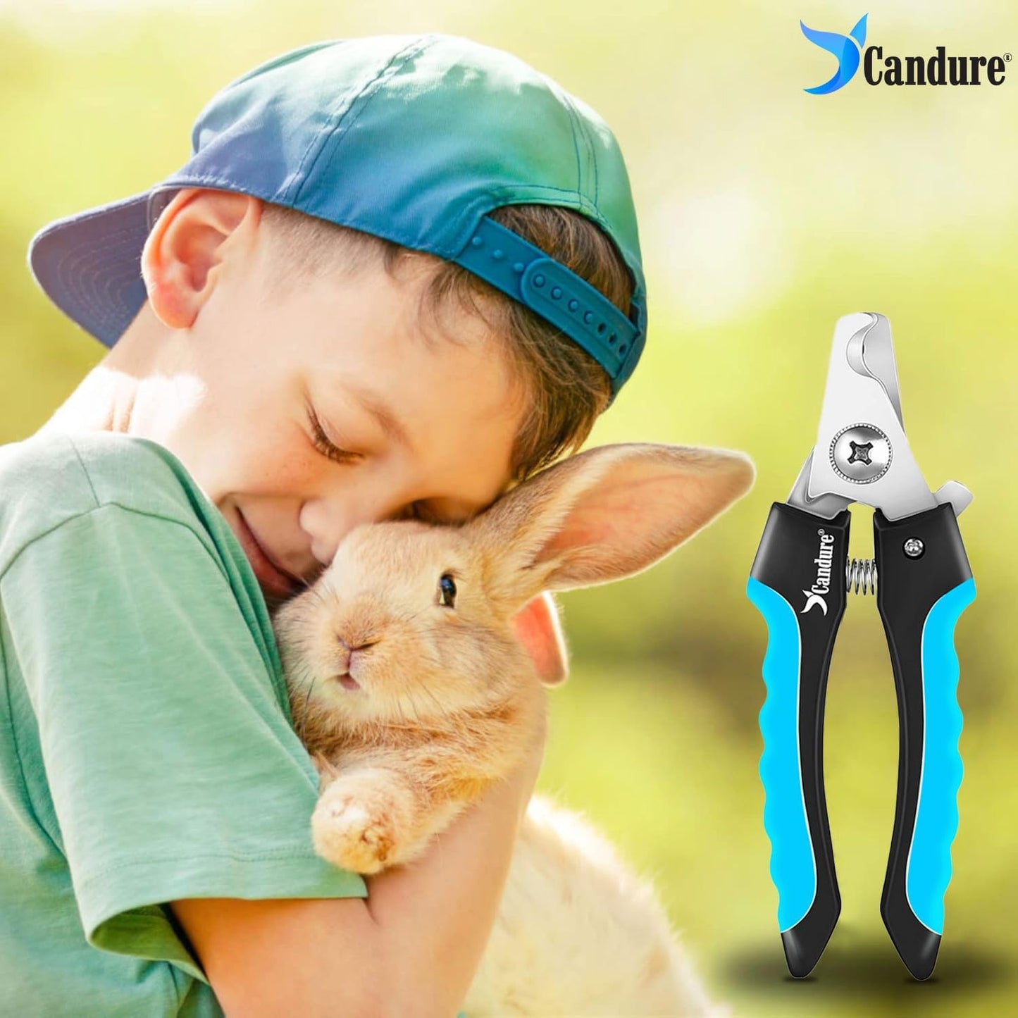 Candure Dog Nail Clippers Professional Pet Nail Clipper Suitable for Cats, Rabbits and Guinea Pigs - Safety Lock/Protective Guard to Avoid Over Cutting (Green, Medium to Small)