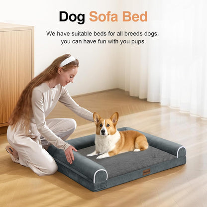 Large Dog Bed Orthopedic Washable: Beds Bolster XL Bed Large Big Dogs Memory Foam Couch Sofa Waterproof with Removable Cover