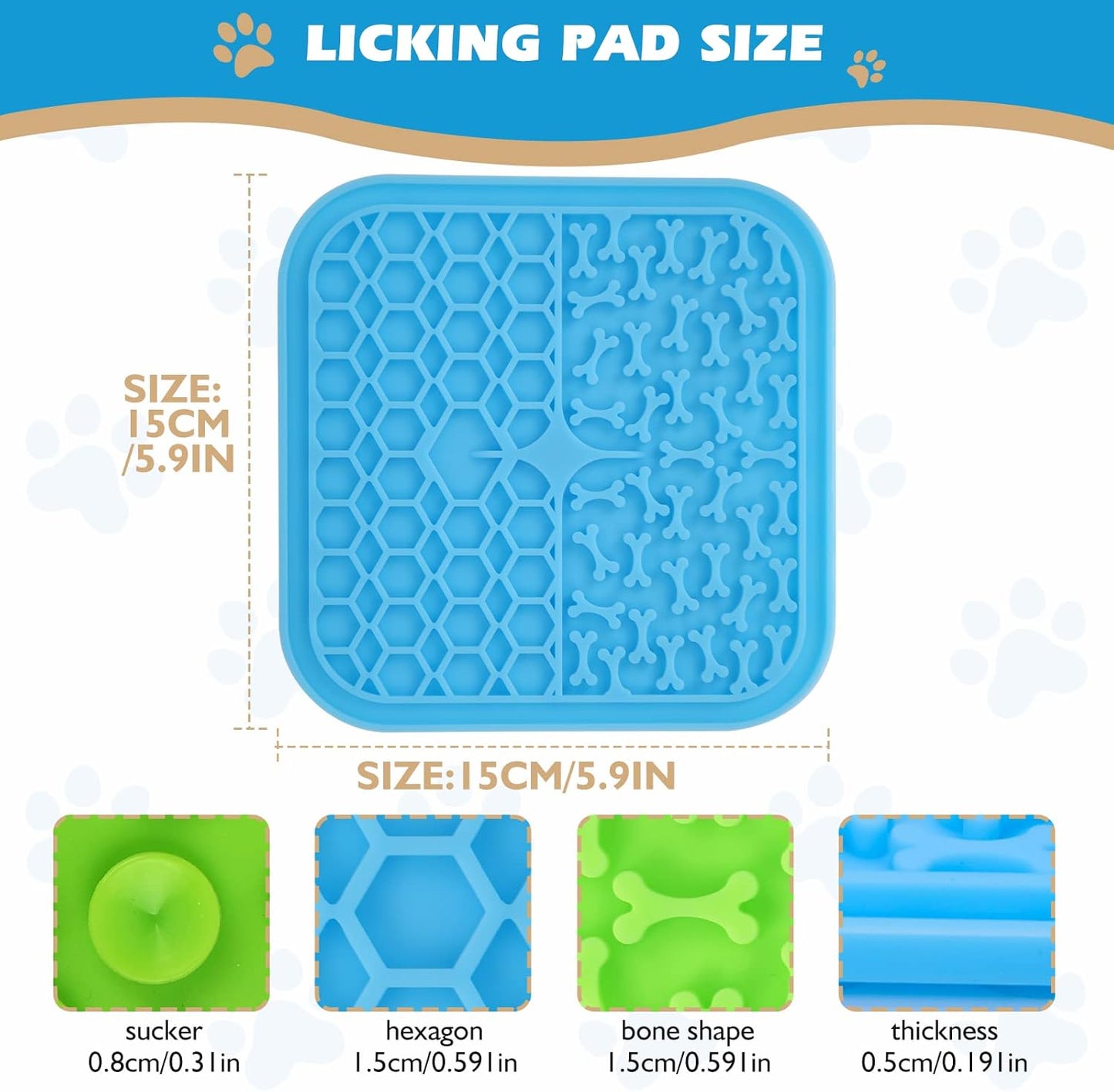 Lick Mat for Dogs - Slow Feeder Licking Mat with Suction Cups for Peanut Butter, Food Treats & Yogurt - 2 Pack
