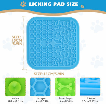 Lick Mat for Dogs - Slow Feeder Licking Mat with Suction Cups for Peanut Butter, Food Treats & Yogurt - 2 Pack